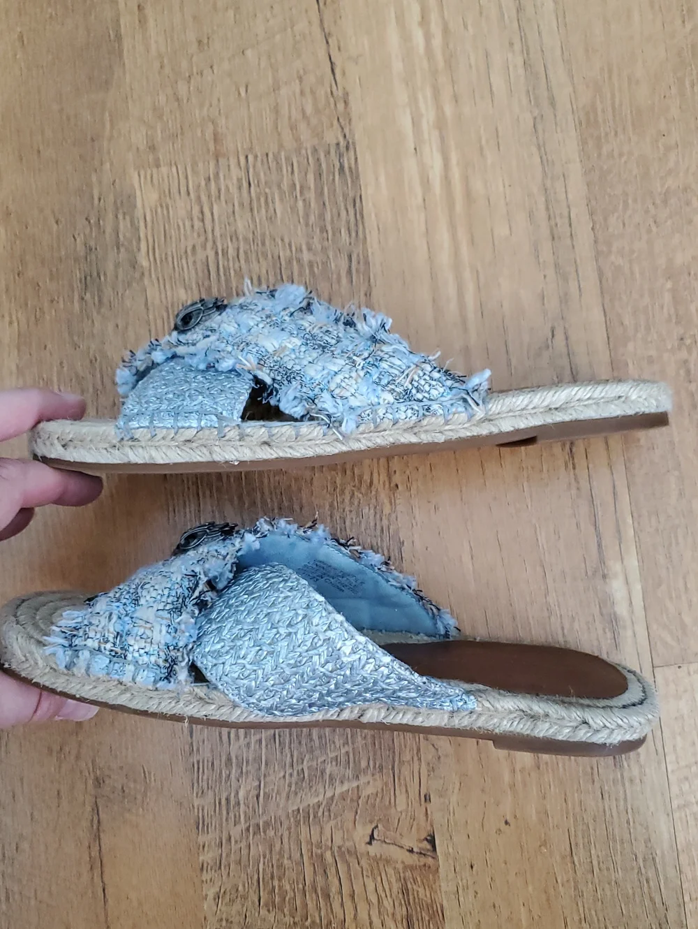 Kurt Geiger London Kensington X Espadrille Slide Sandals - Blue Tweed